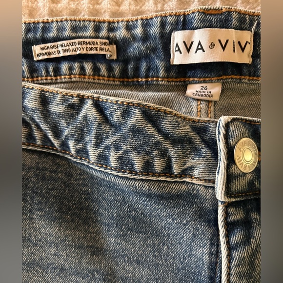 Ava & Viv Jorts Shorts Women Bermuda Cut Off High Rise Relaxed Fit Size 26 - Picture 3 of 10